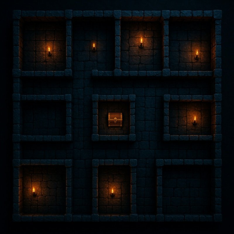 Dungeon Map Square Rooms Corridors Top Down