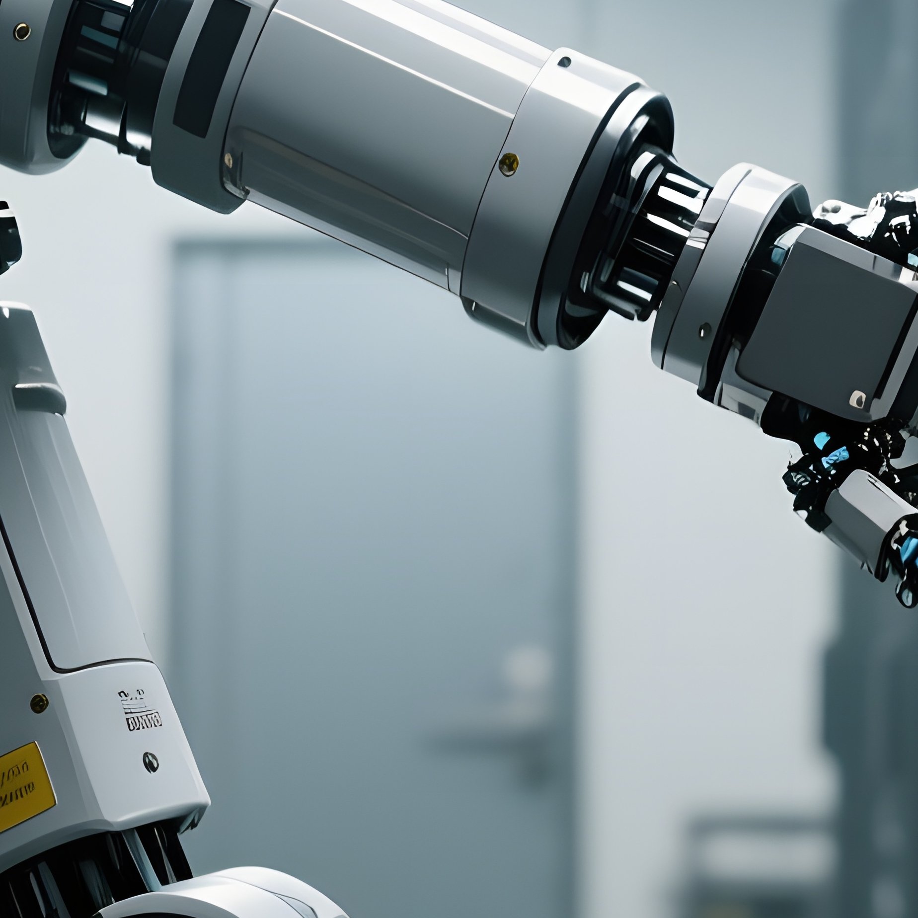 During A Busy Midday, A Robust Industrial Robot Navigates A Cramped Server Room, Its Armature - Full Resolution Quality Preview