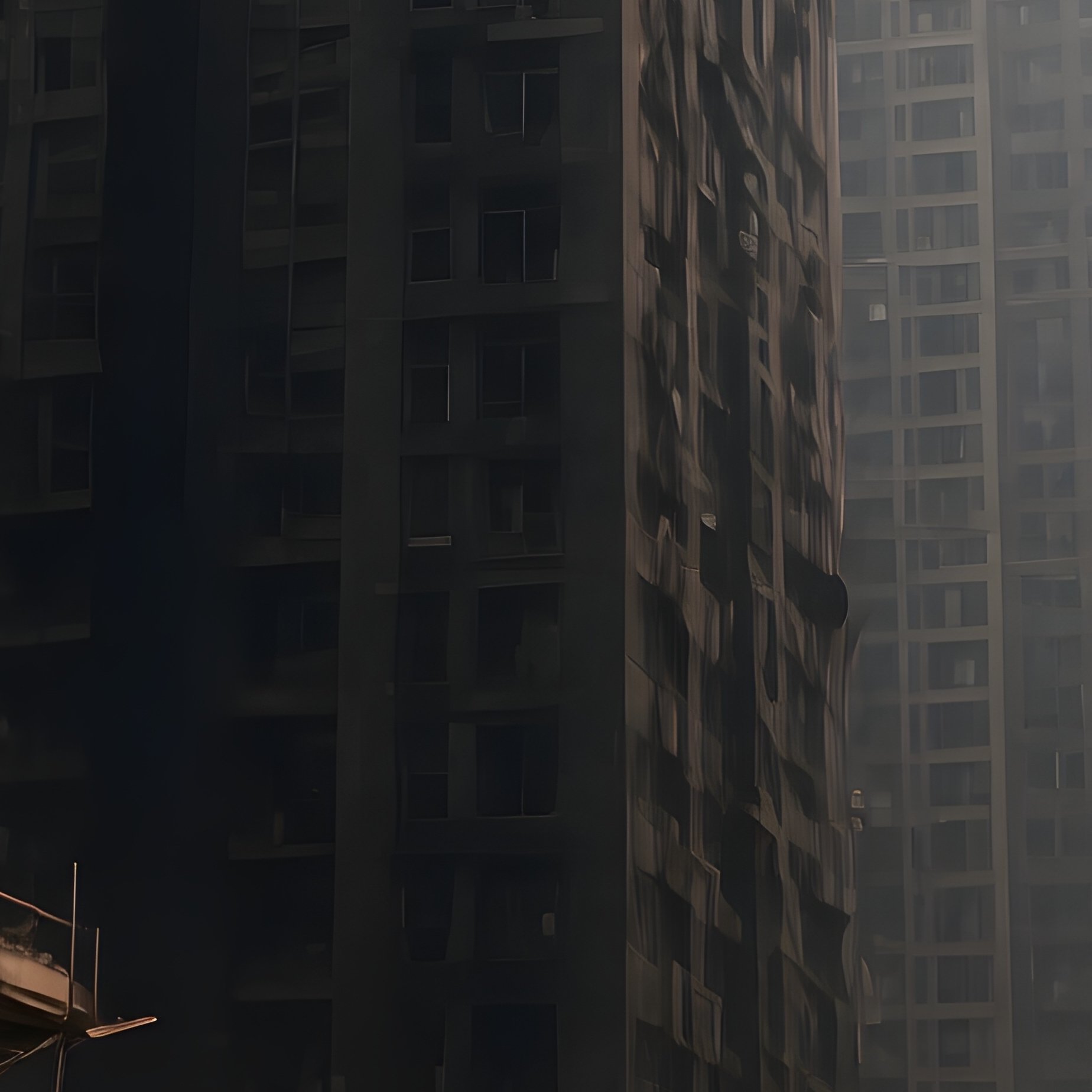 Dystopian Urban Construction Drone Footage - Full Resolution Quality Preview