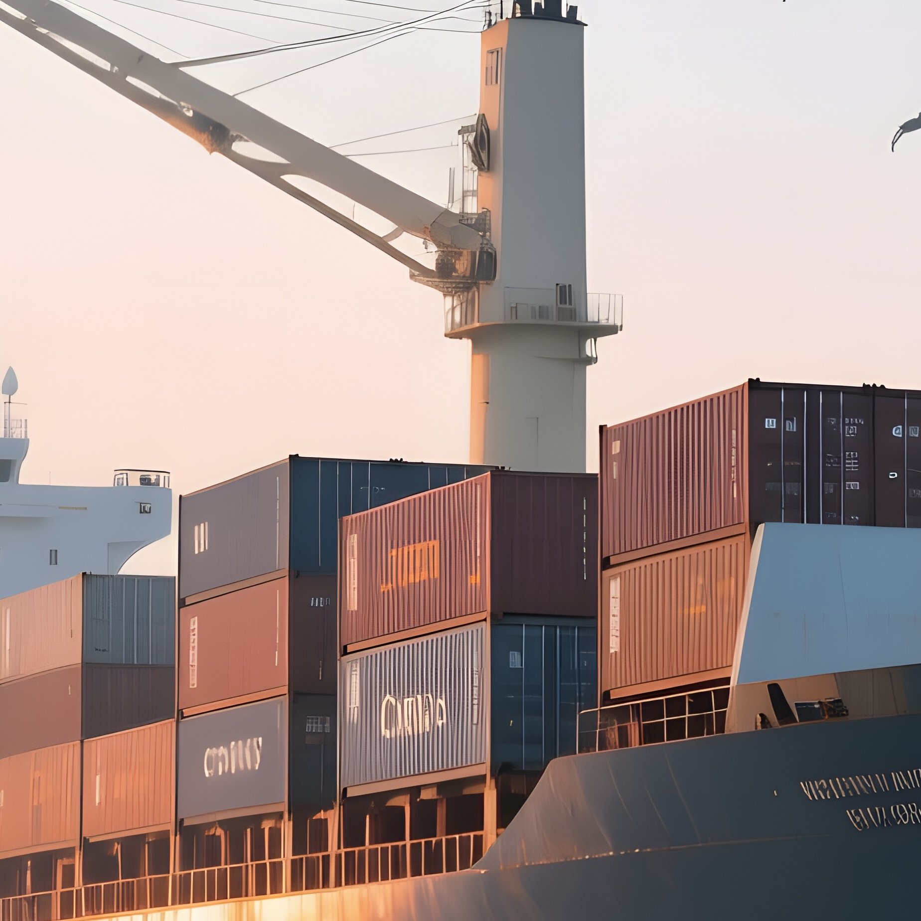 Early Morning Cargo Ship Loading Containers - Full Resolution Quality Preview