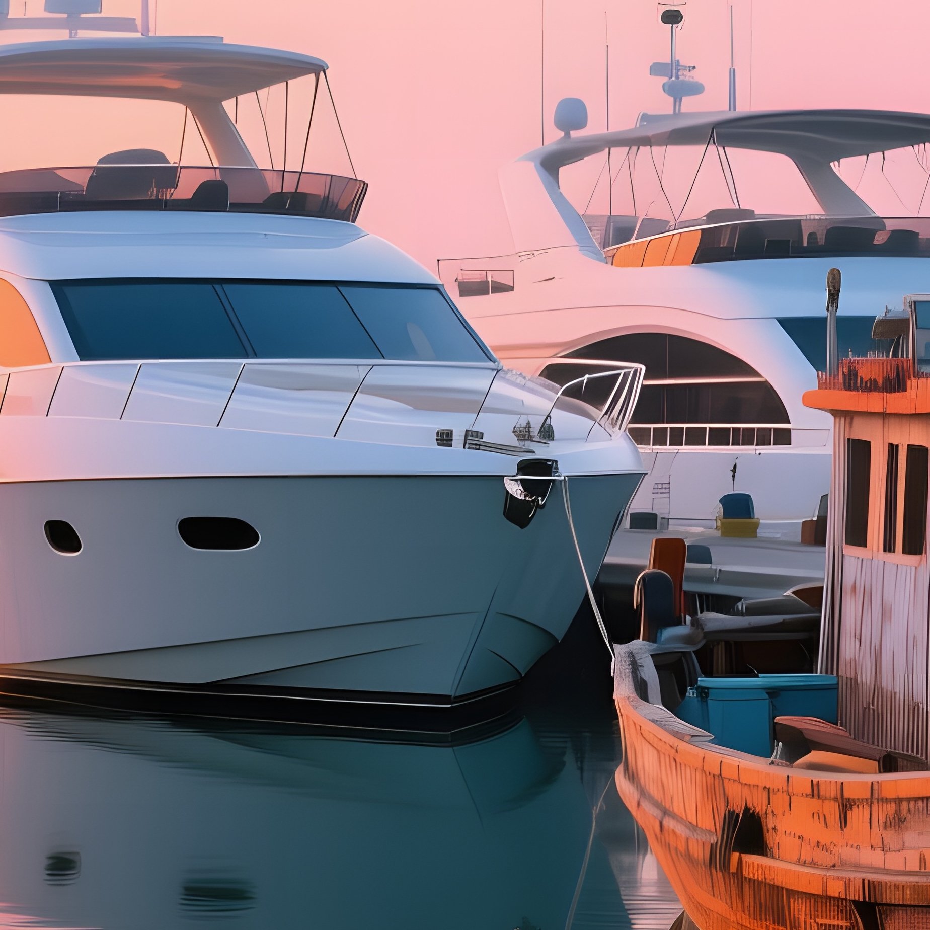 Early Morning Harbor Yachts Fishing Boats Sunrise - Full Resolution Quality Preview