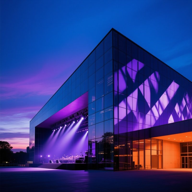 Early Night Angular Glass Concert Hall Spotlights