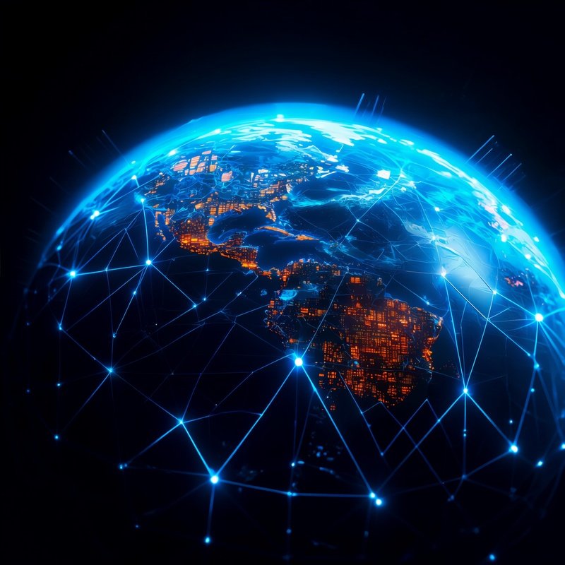 Earth Covered In A Digital Network Grid Earth Digital Network