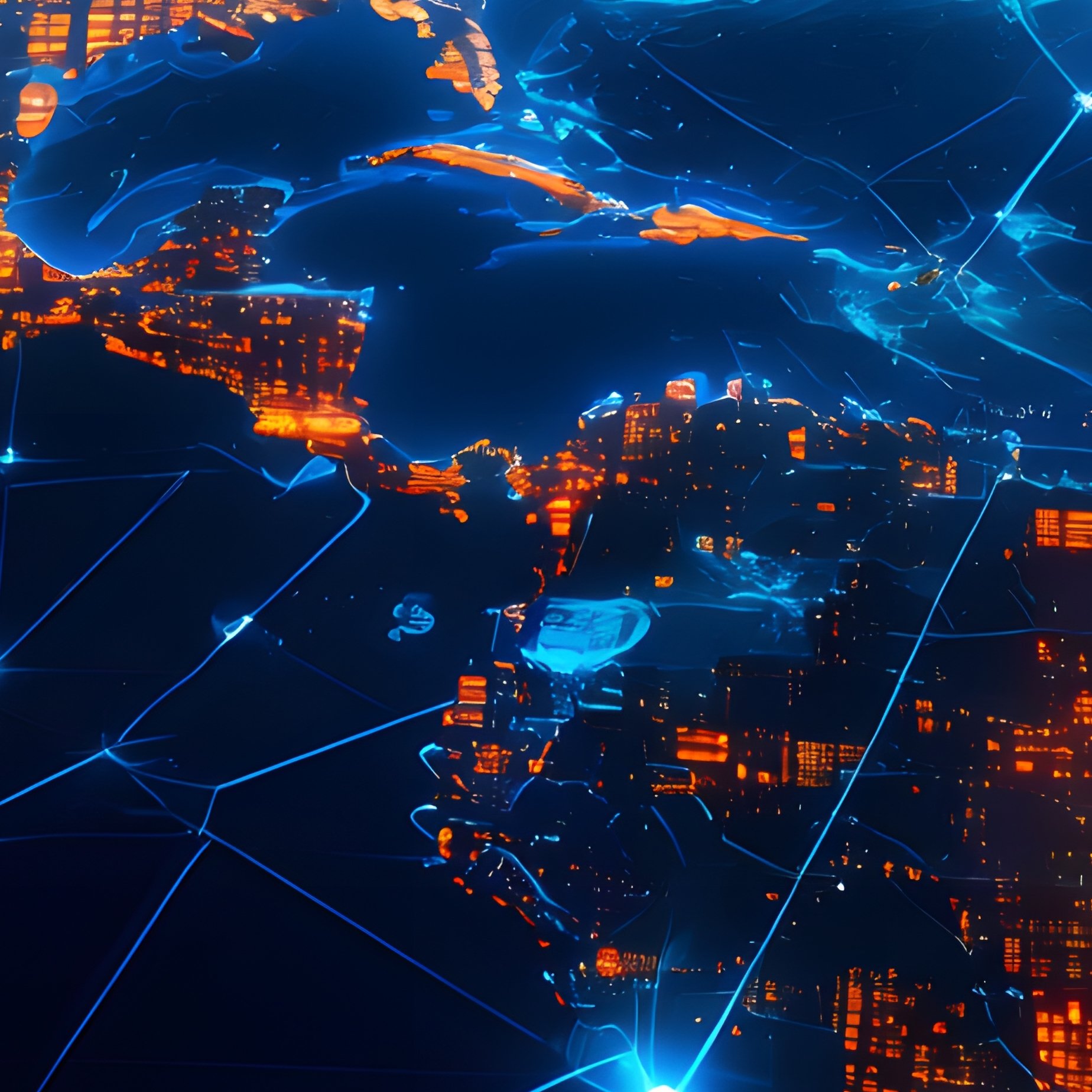 Earth Covered In A Digital Network Grid Earth Digital Network - Full Resolution Quality Preview