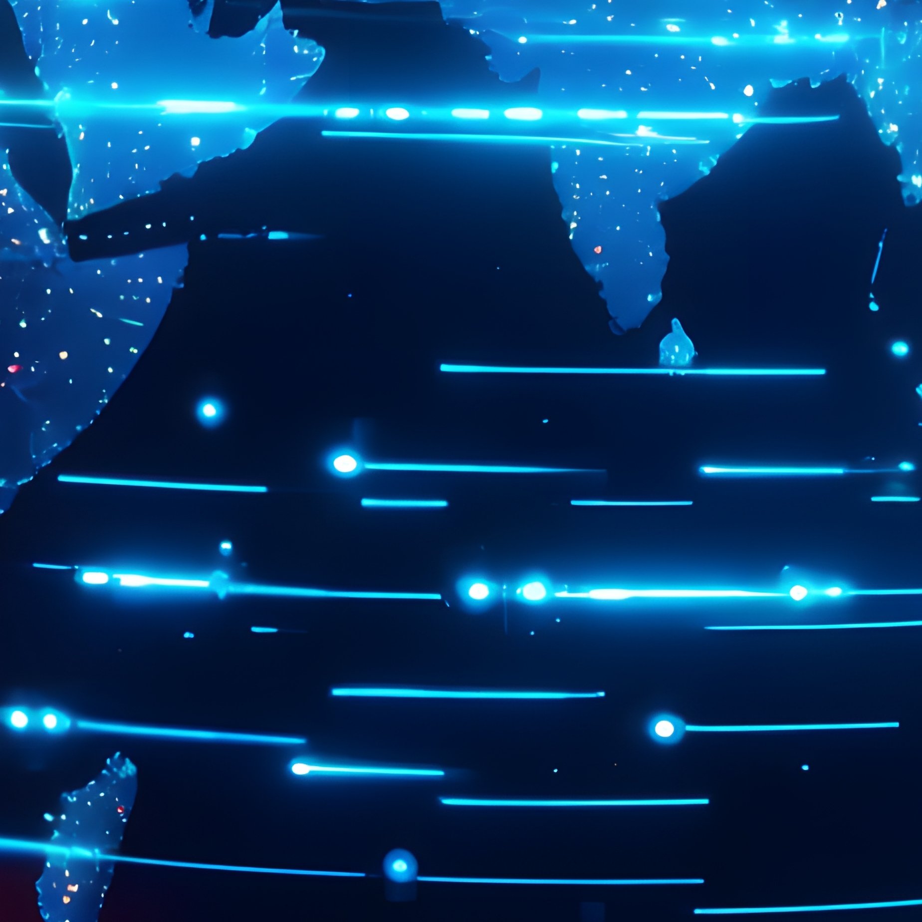 Earth With Digital Data Streams Earth Digital Art - Full Resolution Quality Preview