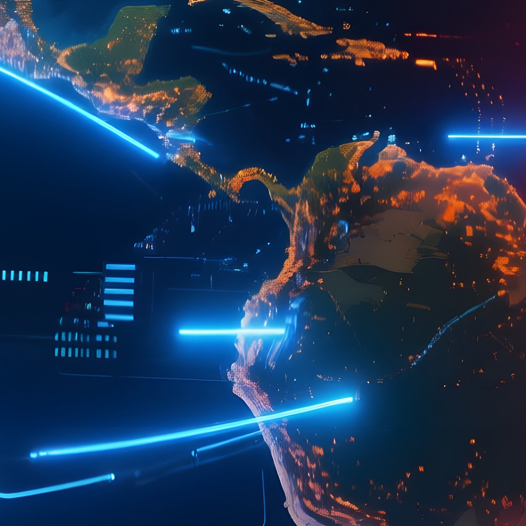 Earth With Digital Data Streams Earth Digital Data - Full Resolution Quality Preview