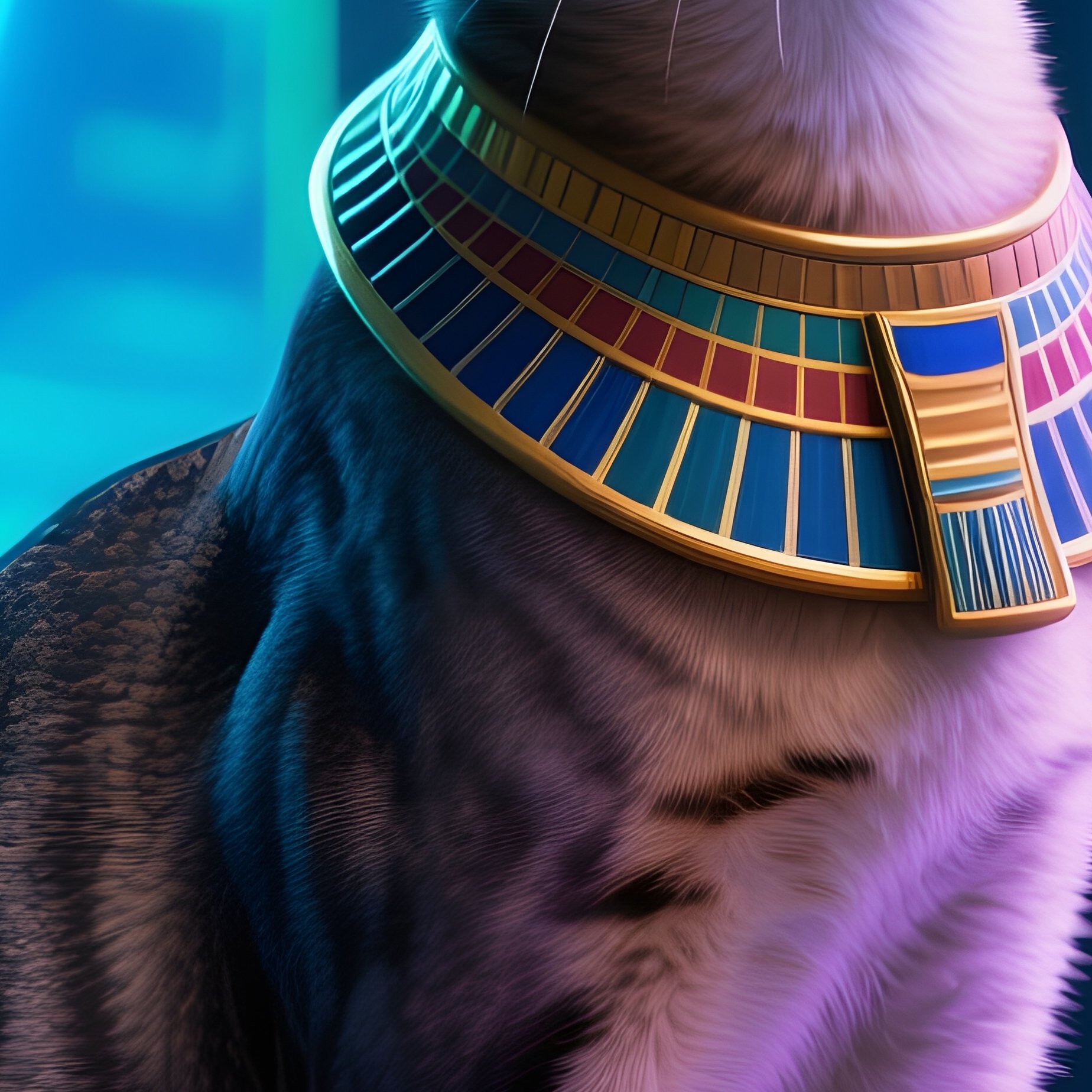 Egyptian Mau Cat Head Tilted Sitting Science Fiction - Full Resolution Quality Preview