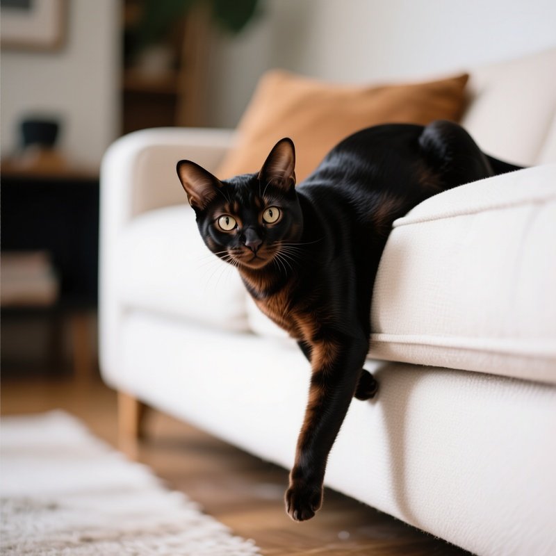 Egyptian Mau Cat Peeking Edge Couch