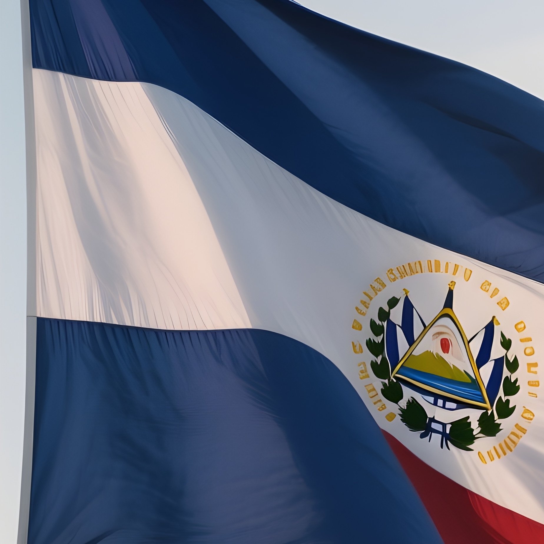 El Salvador Flag Half Mast Wind Soft Light - Full Resolution Quality Preview