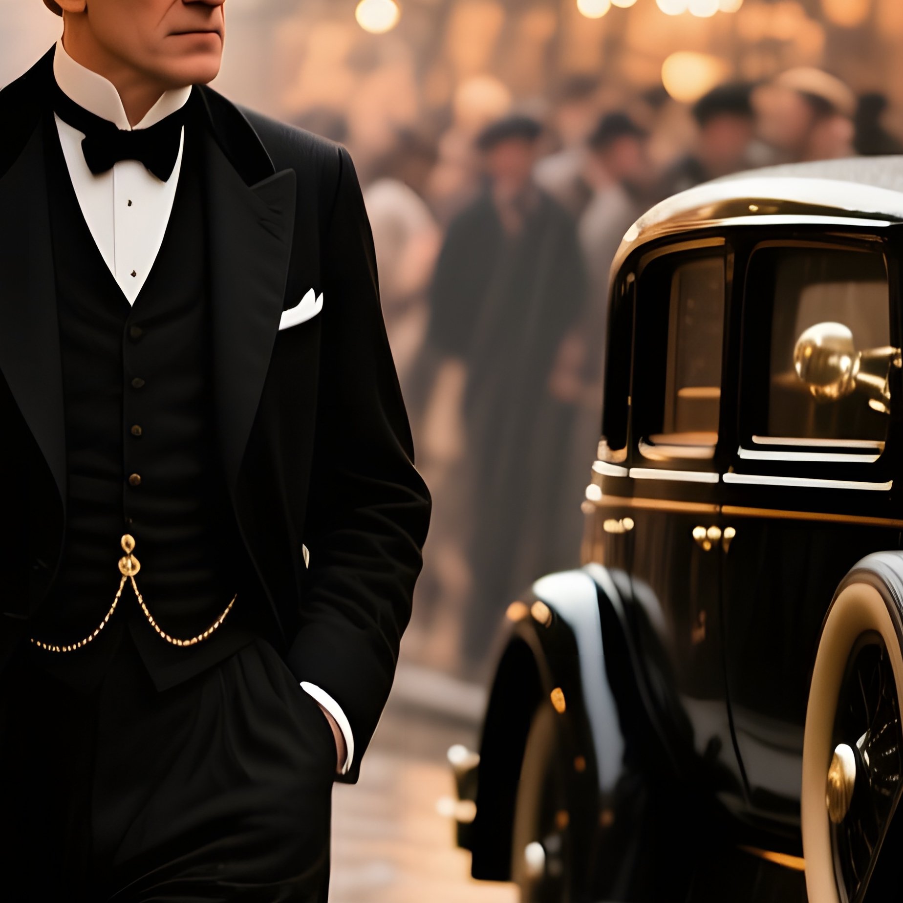 Elderly Gentleman In Top Hat Walking 1920S Market - Full Resolution Quality Preview