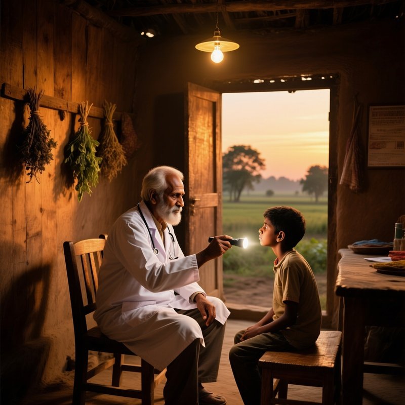 Elderly Indian Doctor Examining Patient Throat