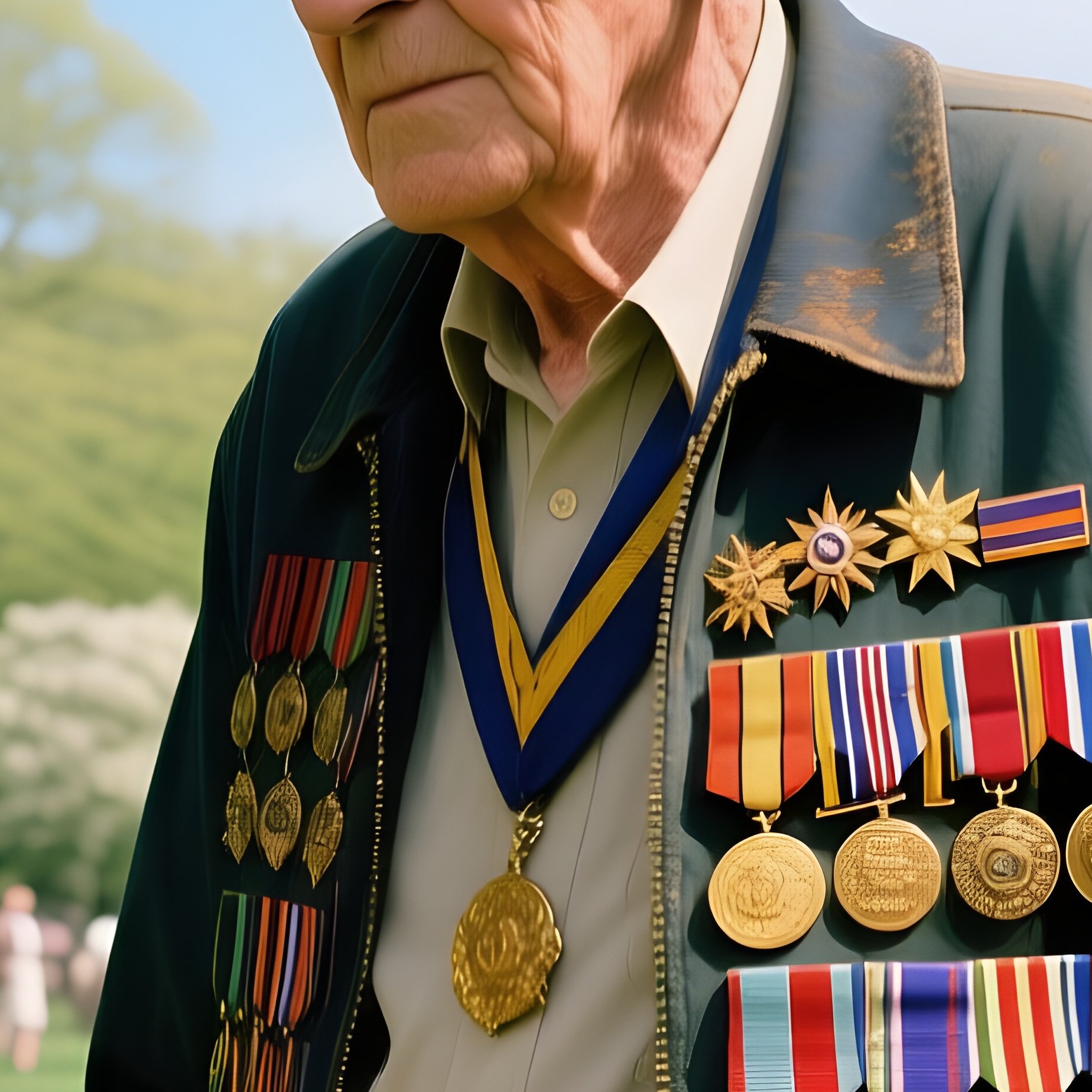 Elderly Veteran Walking Through Park On Victory Day 1985 - Full Resolution Quality Preview