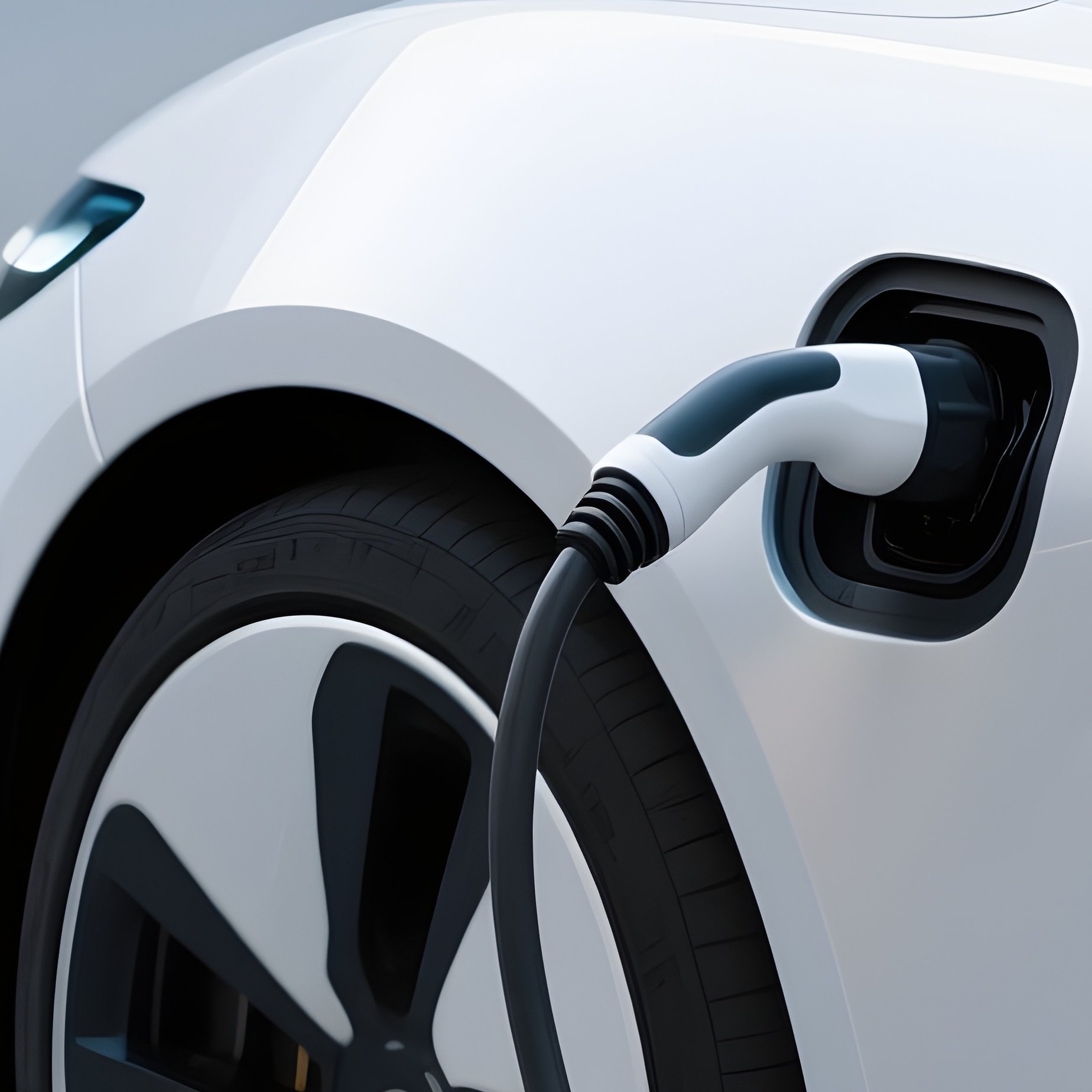 Electric Car Plugged Into Charging Station Generic Design - Full Resolution Quality Preview