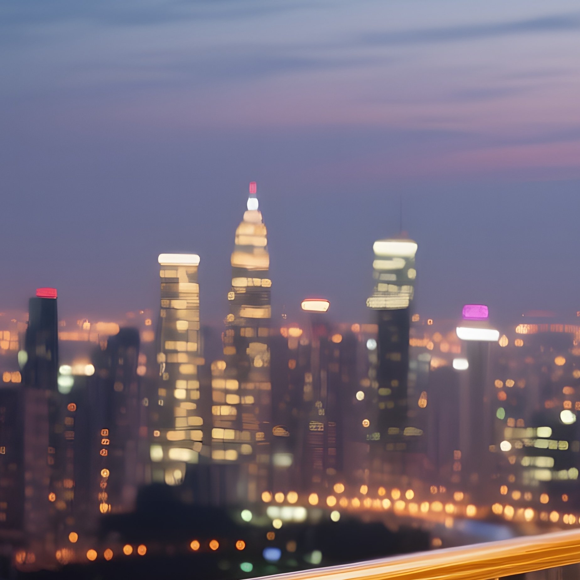 Elegant Ballroom Balcony Cityscape Glass Railings Flower Motifs - Full Resolution Quality Preview