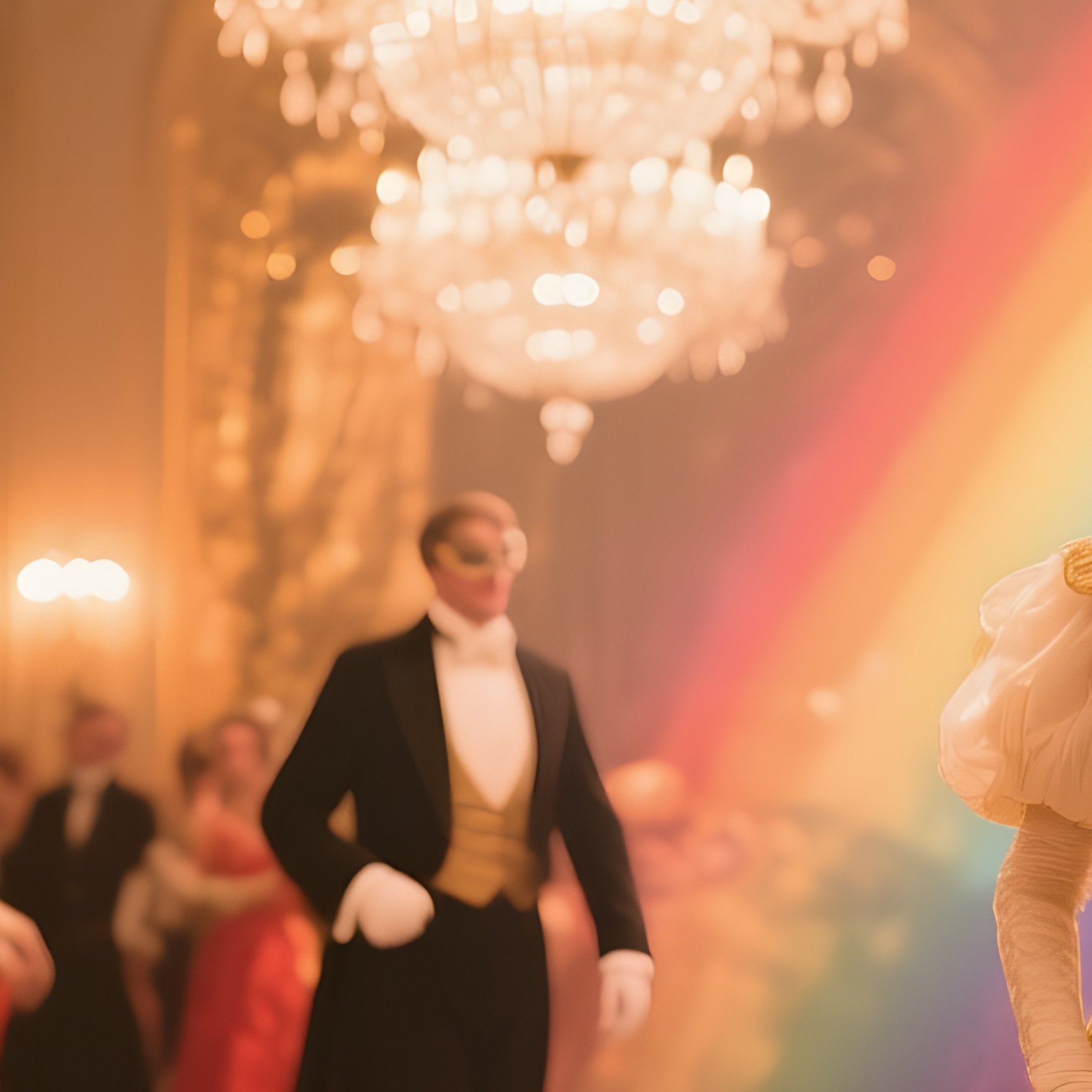 Elegant Ballroom Masquerade Chandeliers Glass Flowers Rainbows - Full Resolution Quality Preview