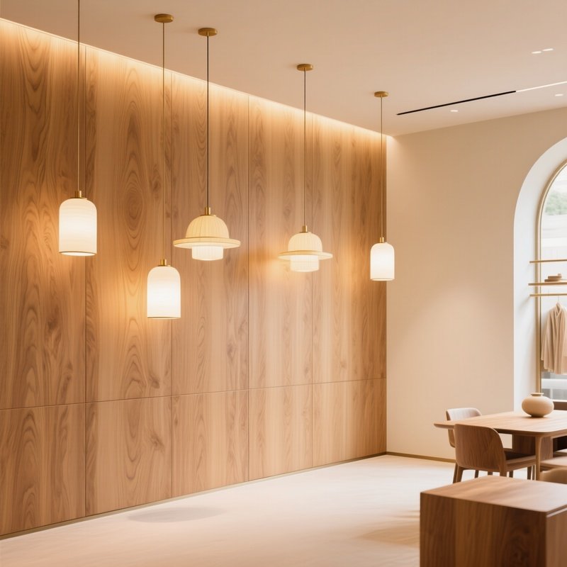 Elegant Boutique Interior With Ash Wood Wall Panels