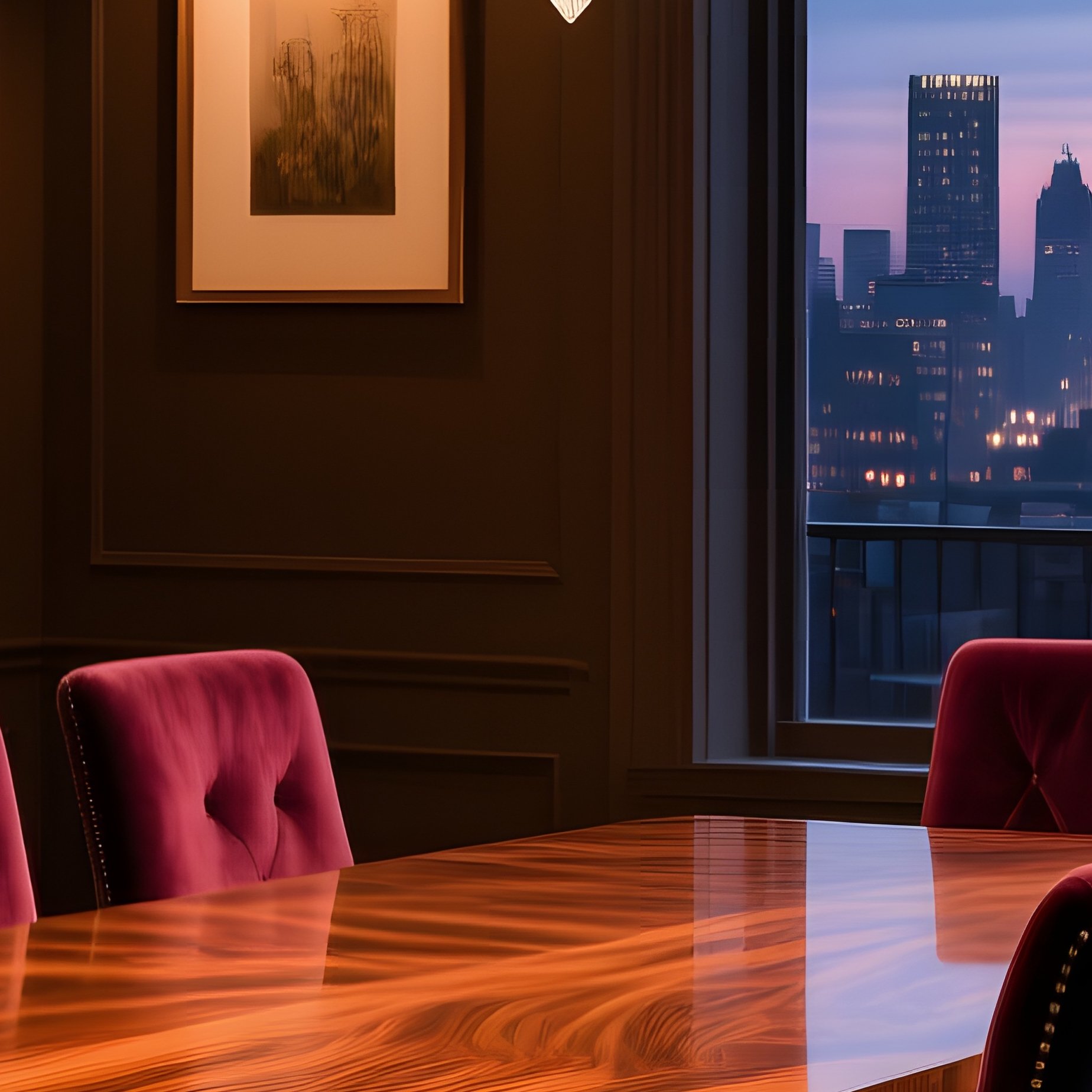 Elegant Dining Area Solid Wood Table Upholstered Chairs - Full Resolution Quality Preview