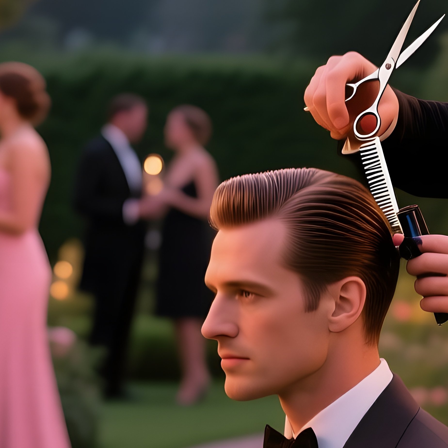 Elegant Garden Party Fairy Lights Roses Haircut - Full Resolution Quality Preview