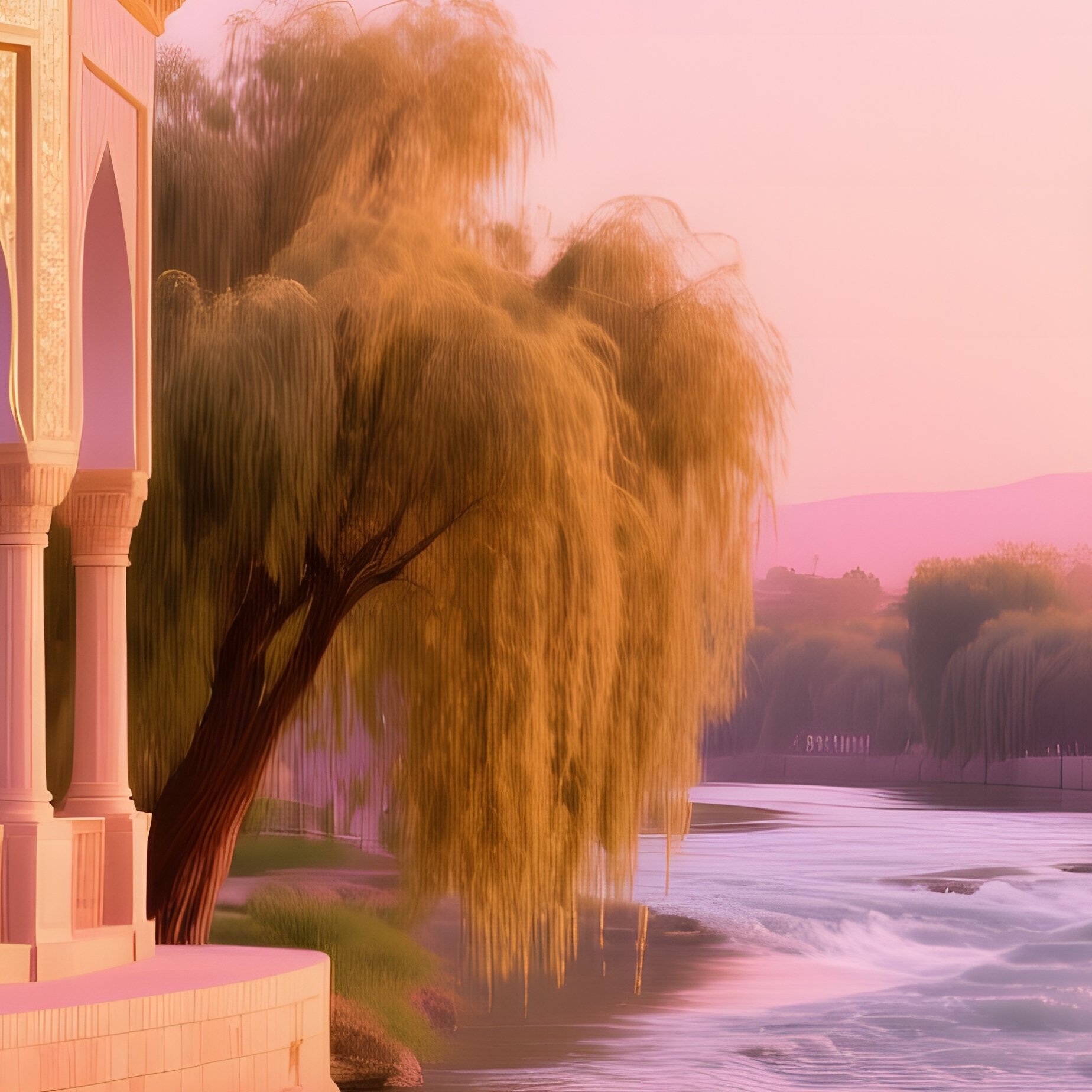 Elegant Garden Pavilion Persian River Twilight - Full Resolution Quality Preview