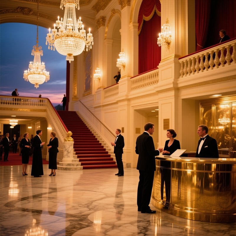 Elegant Opera House Foyer At Dusk