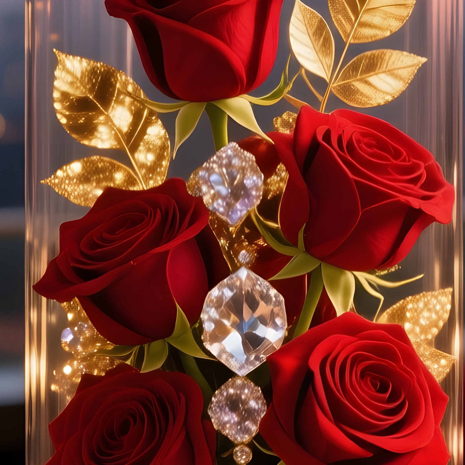 Elegant Rooftop Bar Dusk Bouquet Glass Cylinder - Full Resolution Quality Preview