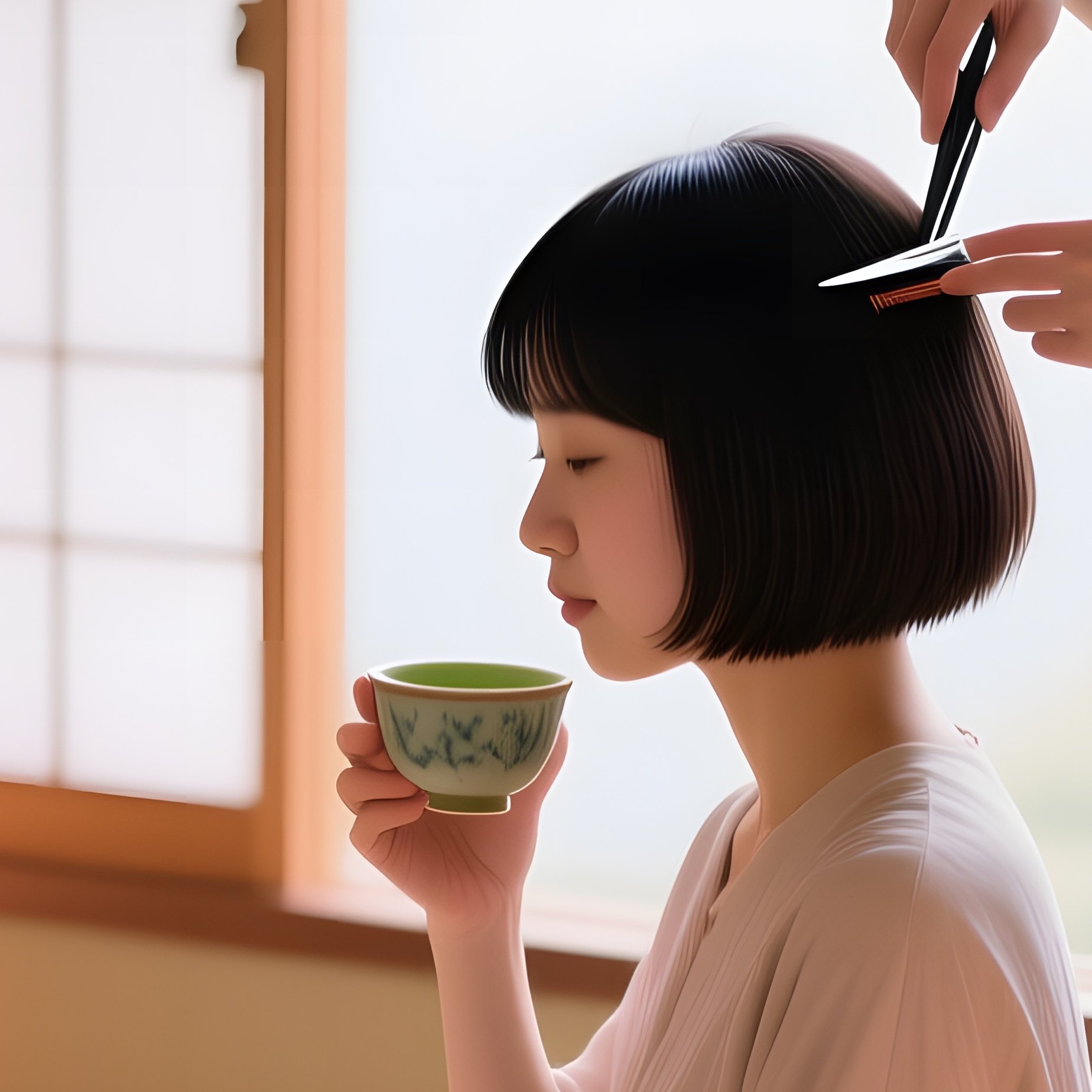 Elegant Tea Ceremony Room With Tatami Mats And Paper Lanterns - Full Resolution Quality Preview