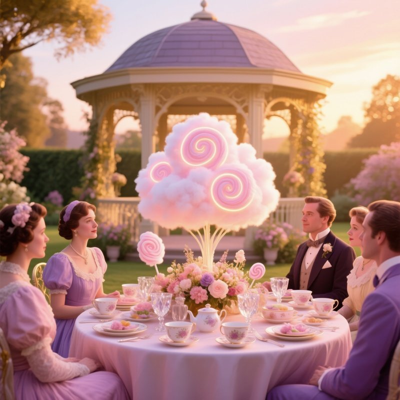 Elegant Tea Party Garden Gazebo Golden Hour