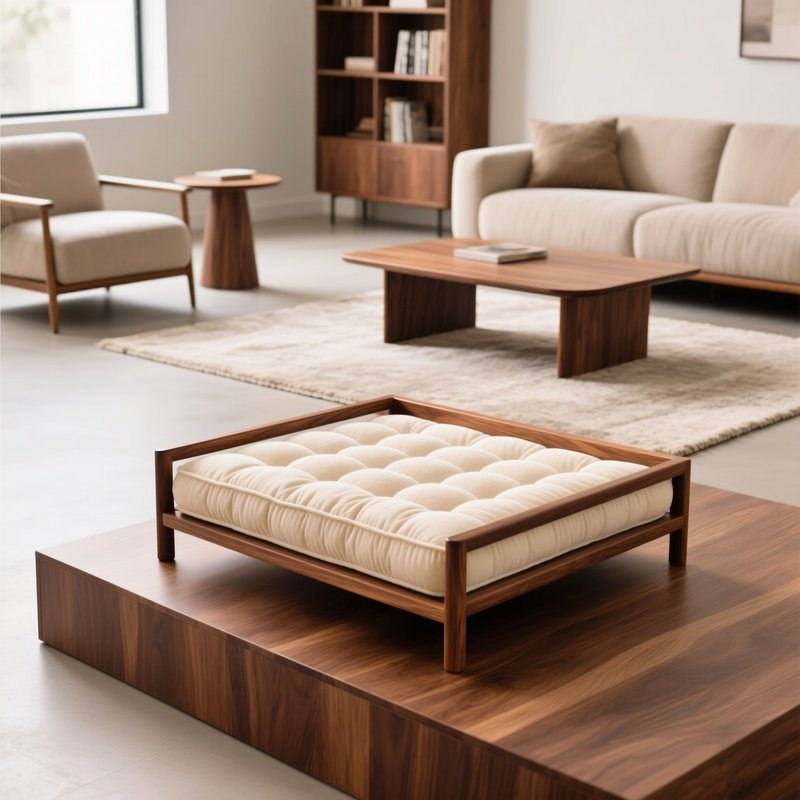 Elevated Dog Bed With Memory Foam And Wooden Frame