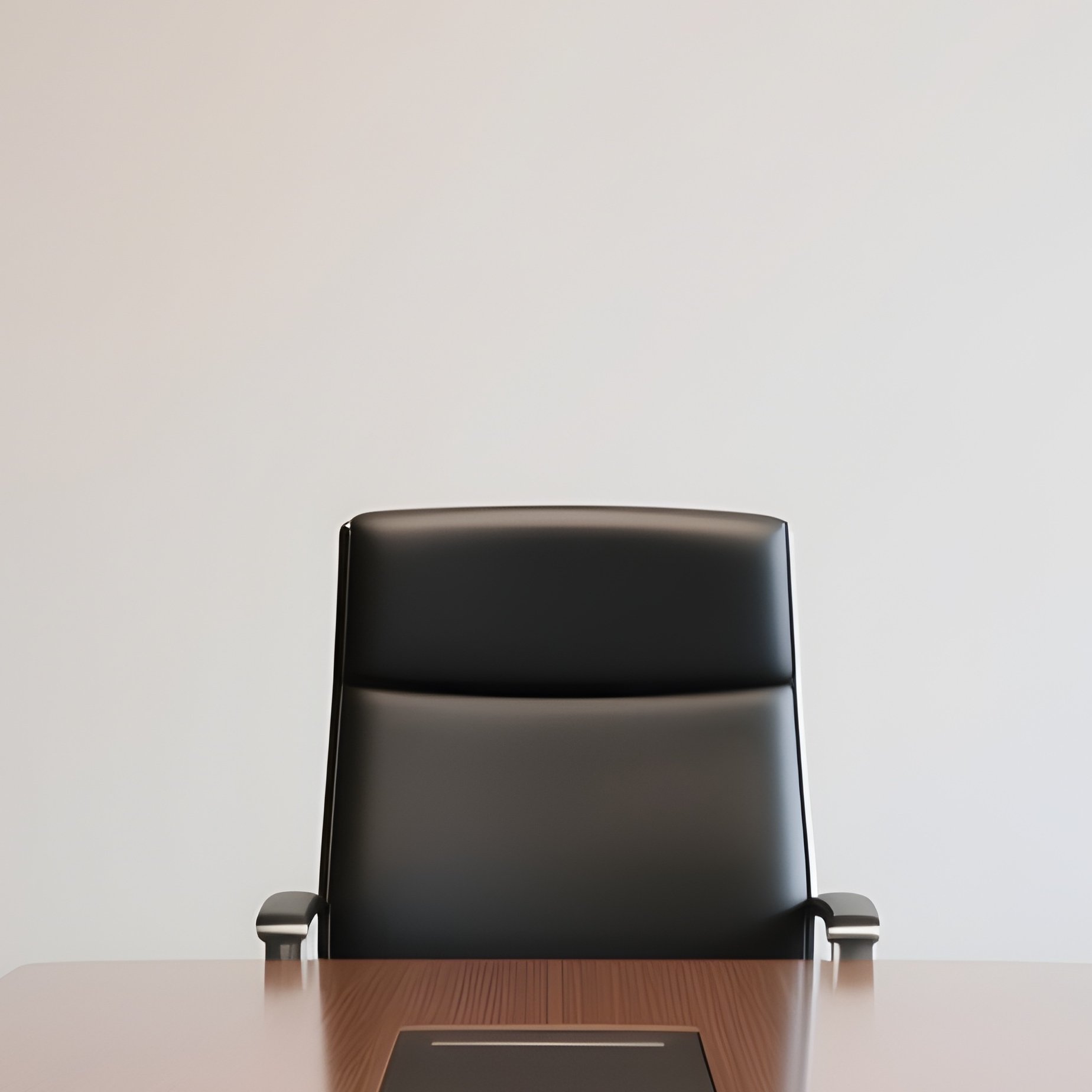 Empty Chair: A Long Conference Table With One Empty Chair At The Head, Suggesting A Missing Leader Or An Open Position. - Full Resolution Quality Preview