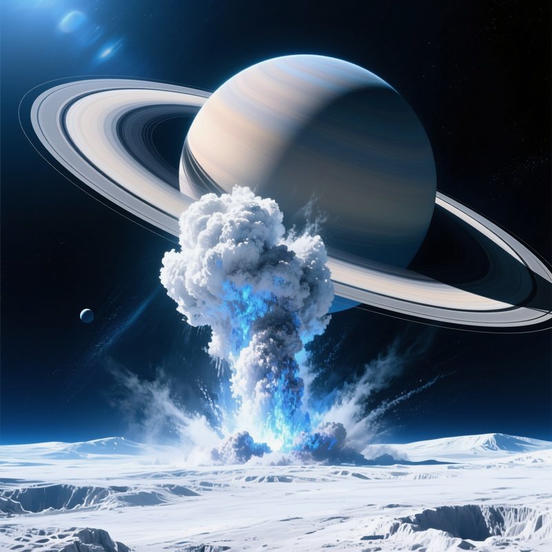 Enceladus Geyser Backlight Saturn Rings Digital