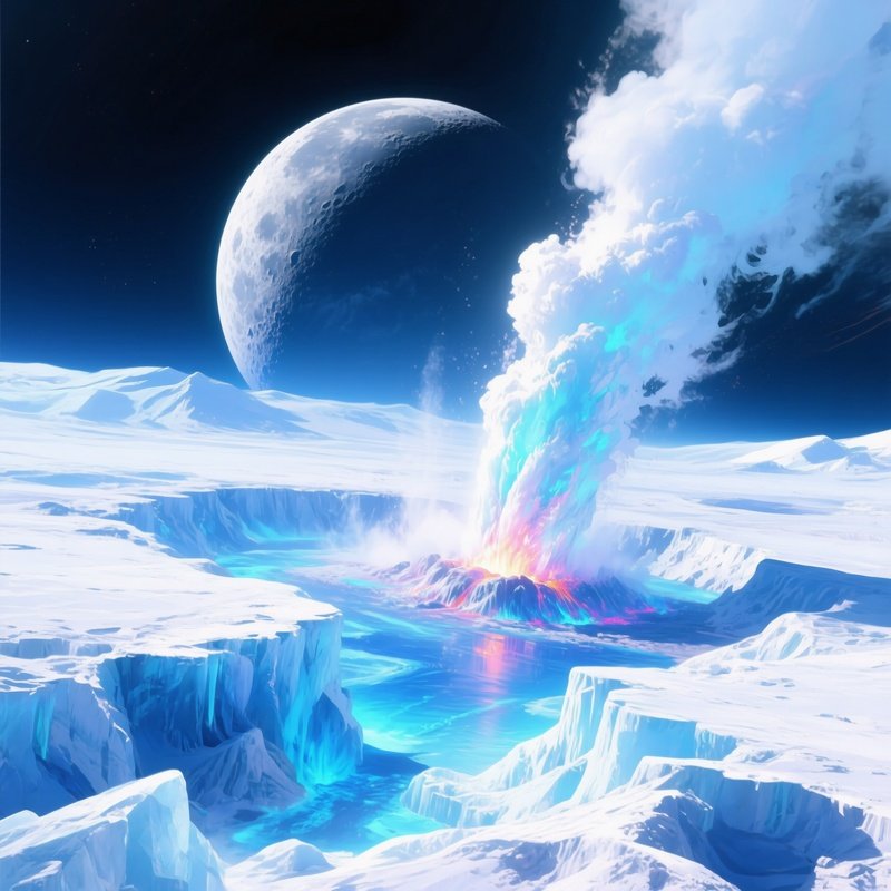 Enceladus Geyser Refracted Sunlight Digital Art