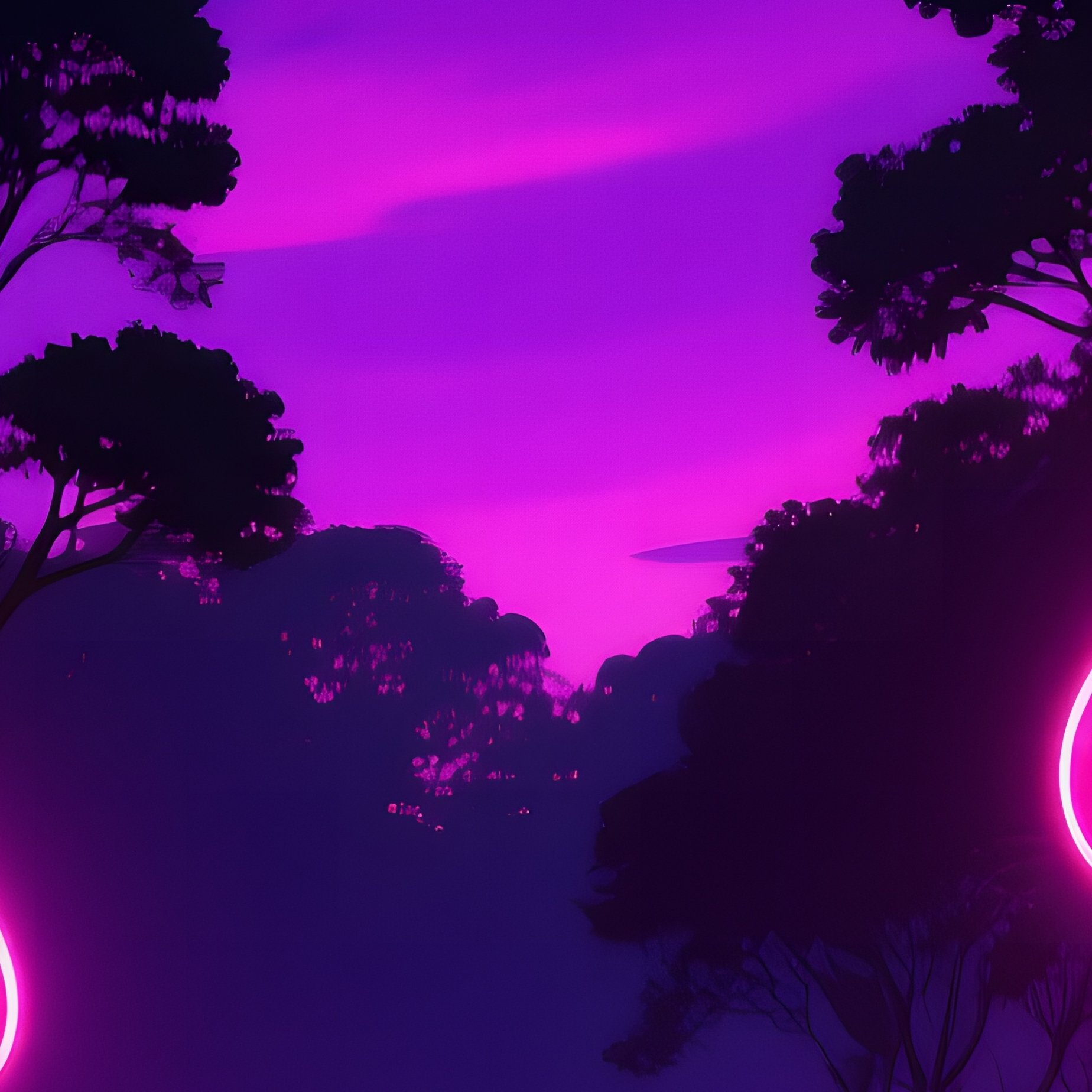 Enchanted Forest Clearing Night Bioluminescent Mushrooms - Full Resolution Quality Preview