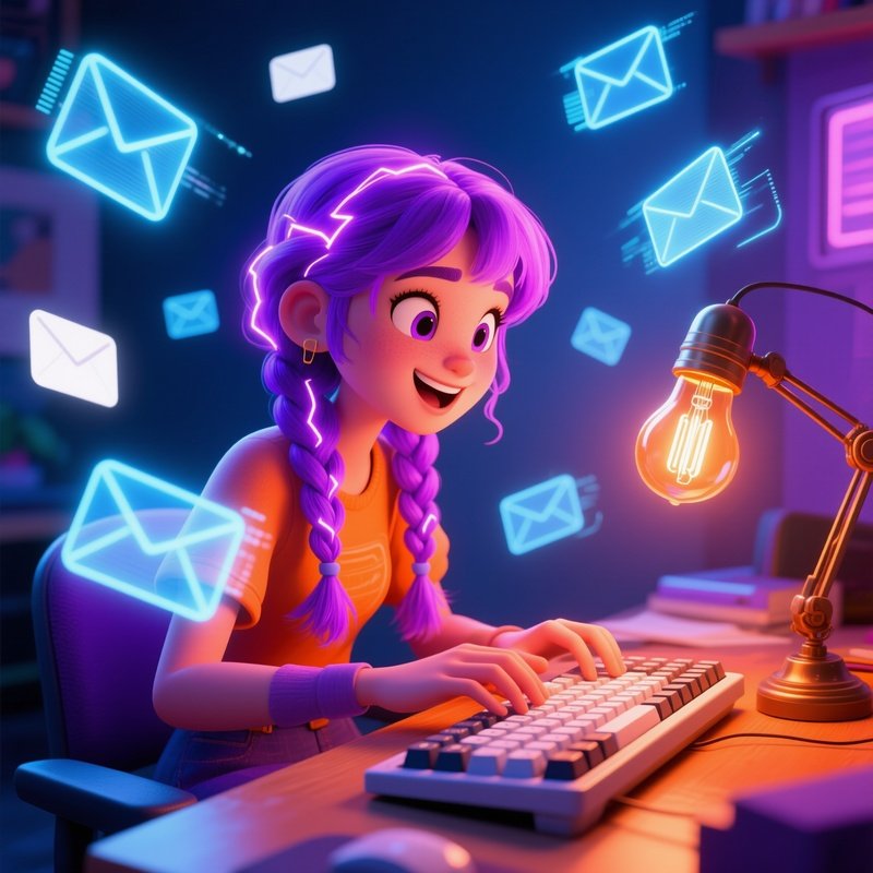 Energetic Pop Up Girl Typing On Mechanical Keyboard