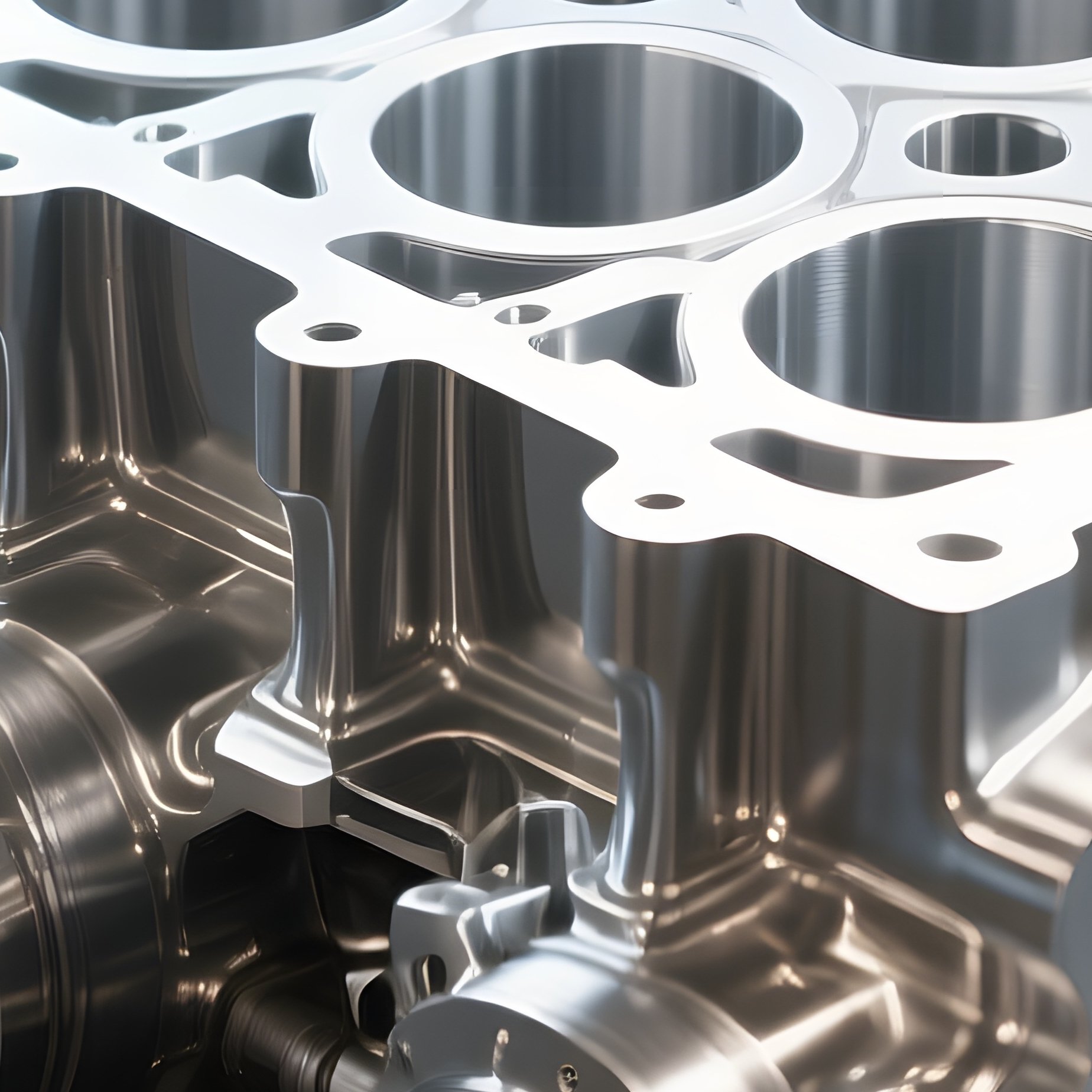 Engine Block: A Pristine, Machined Aluminum V8 Engine Block Sitting On A Workbench, Ready For Assembly. - Full Resolution Quality Preview