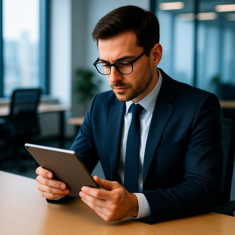 Entrepreneur Typing On Tablet Scene