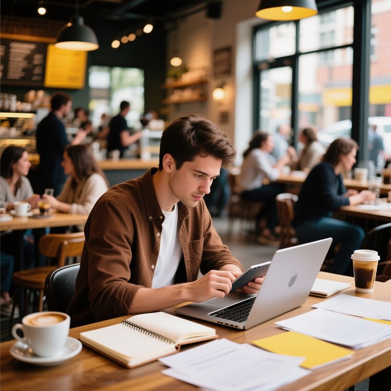 Entrepreneur Working Coffee Shop