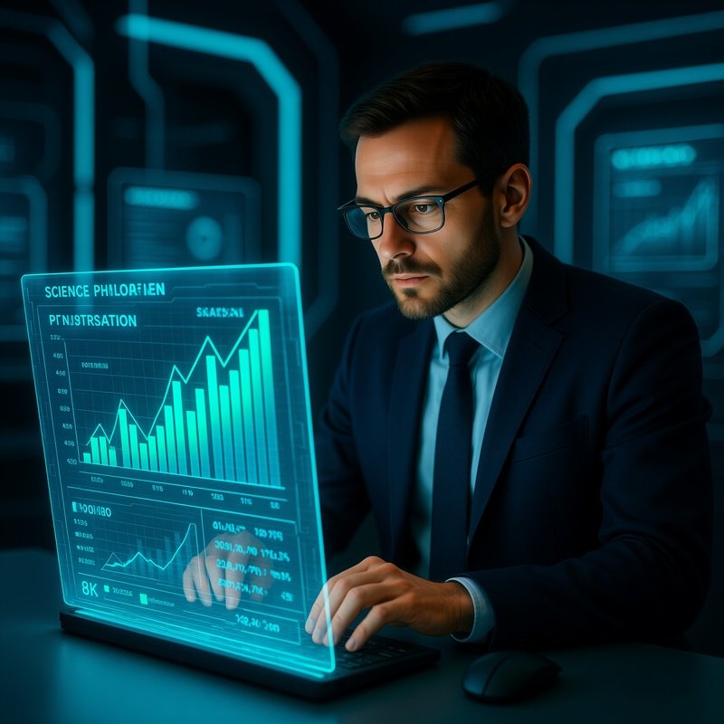 Entrepreneur Working Holographic Chart