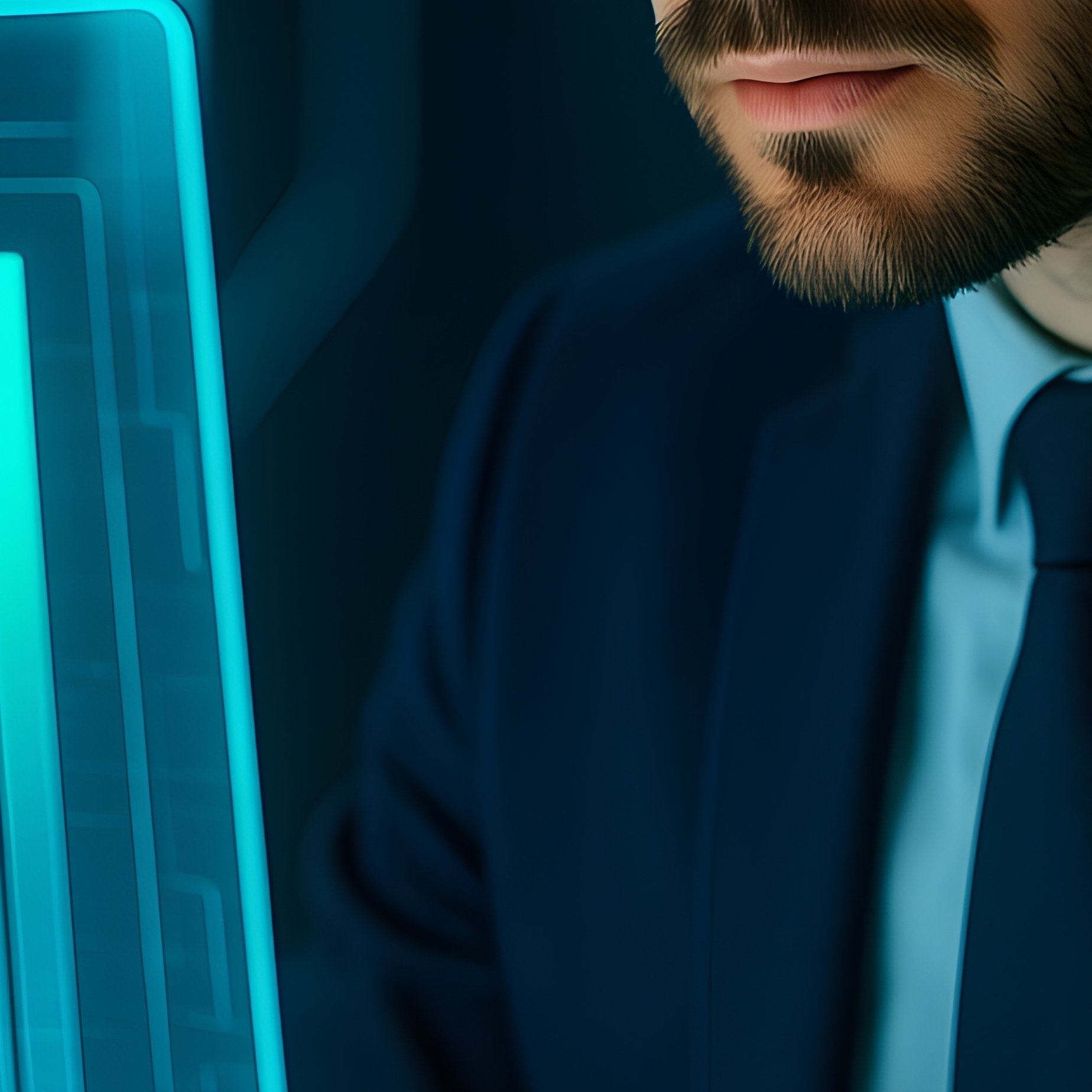 Entrepreneur Working Holographic Chart - Full Resolution Quality Preview