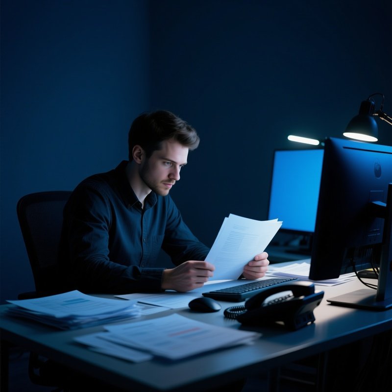 Entrepreneur Working Late At Night