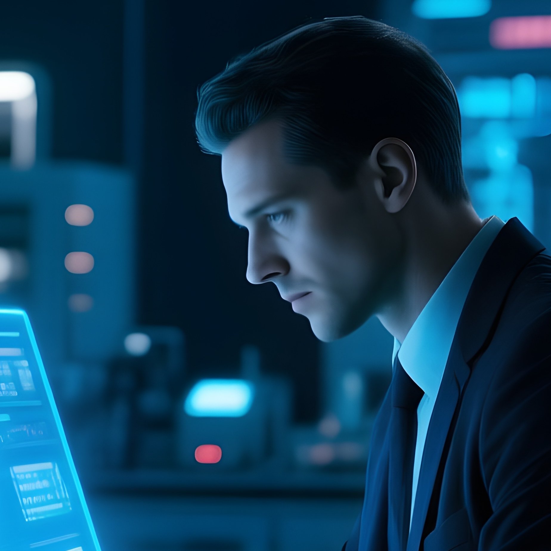 Entrepreneur Working Late At Night Fictional - Full Resolution Quality Preview