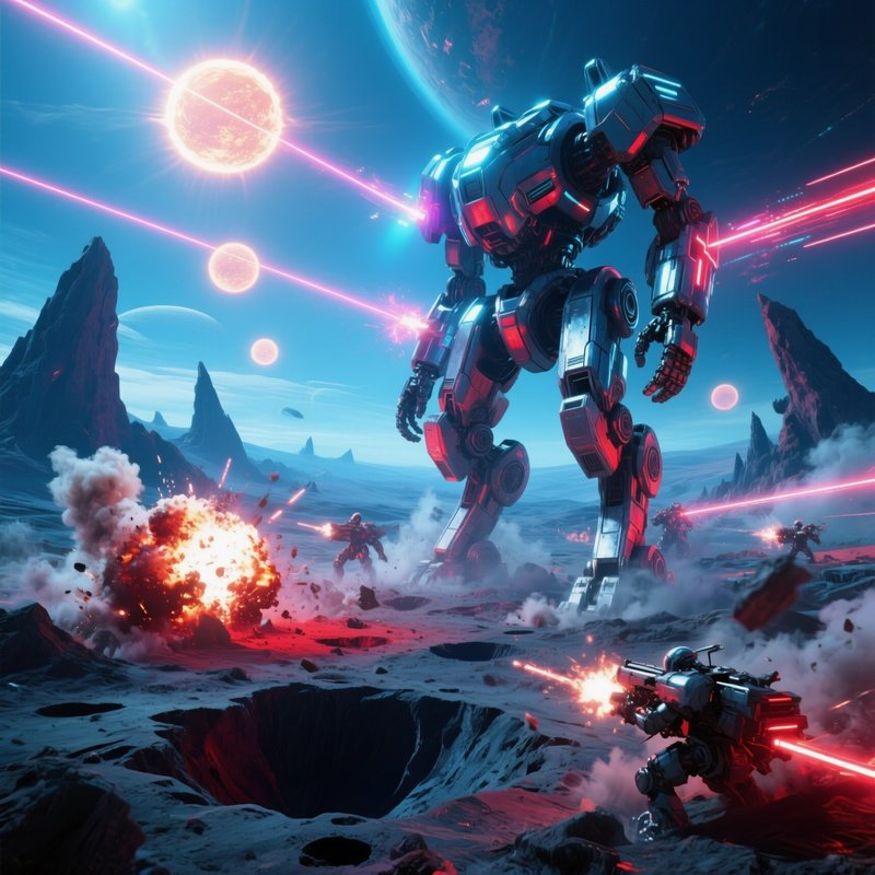 Epic Sci Fi Battle Alien Planet Mechs Laser Blasts