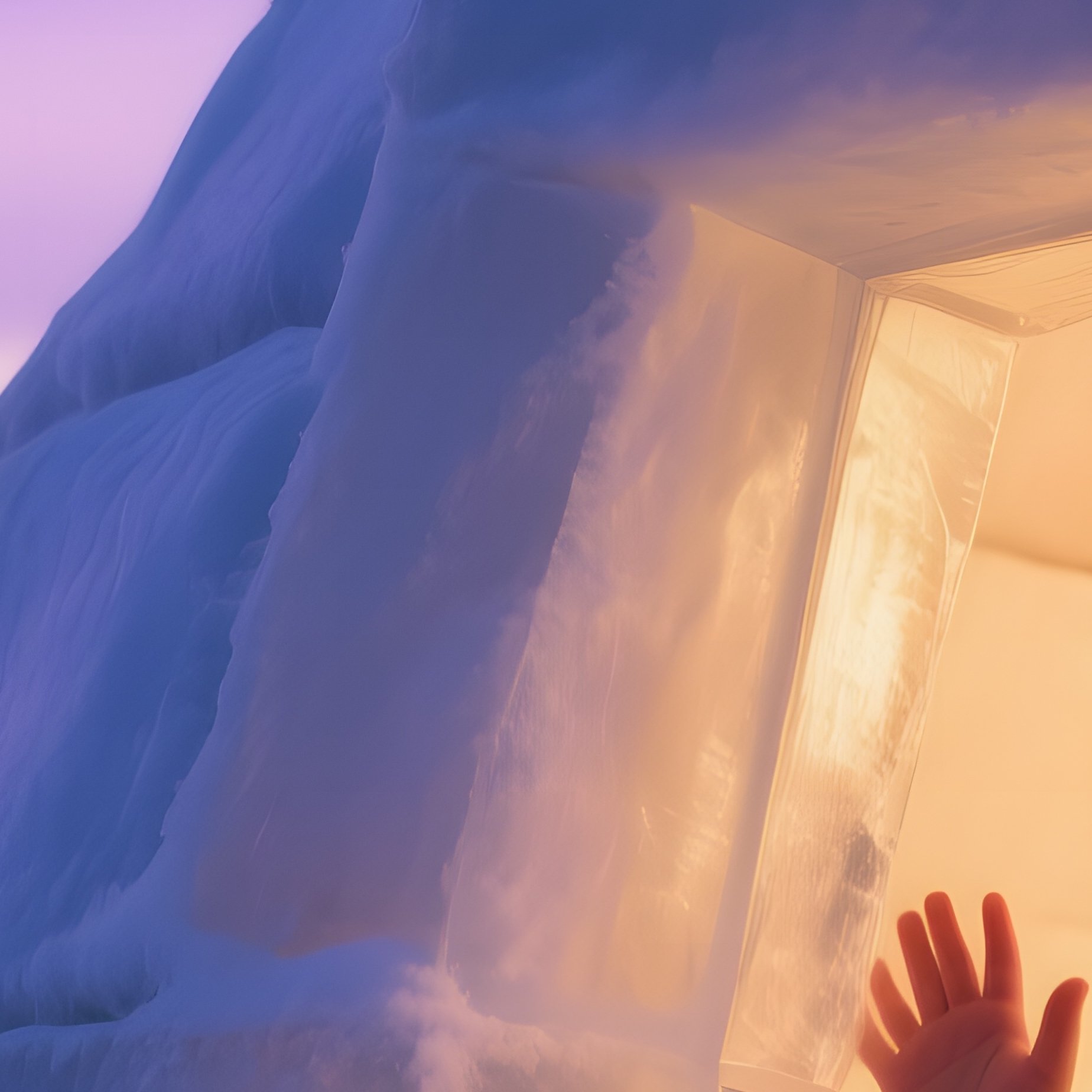 Eskimo Child Igloo Snowy Owls Twilight - Full Resolution Quality Preview
