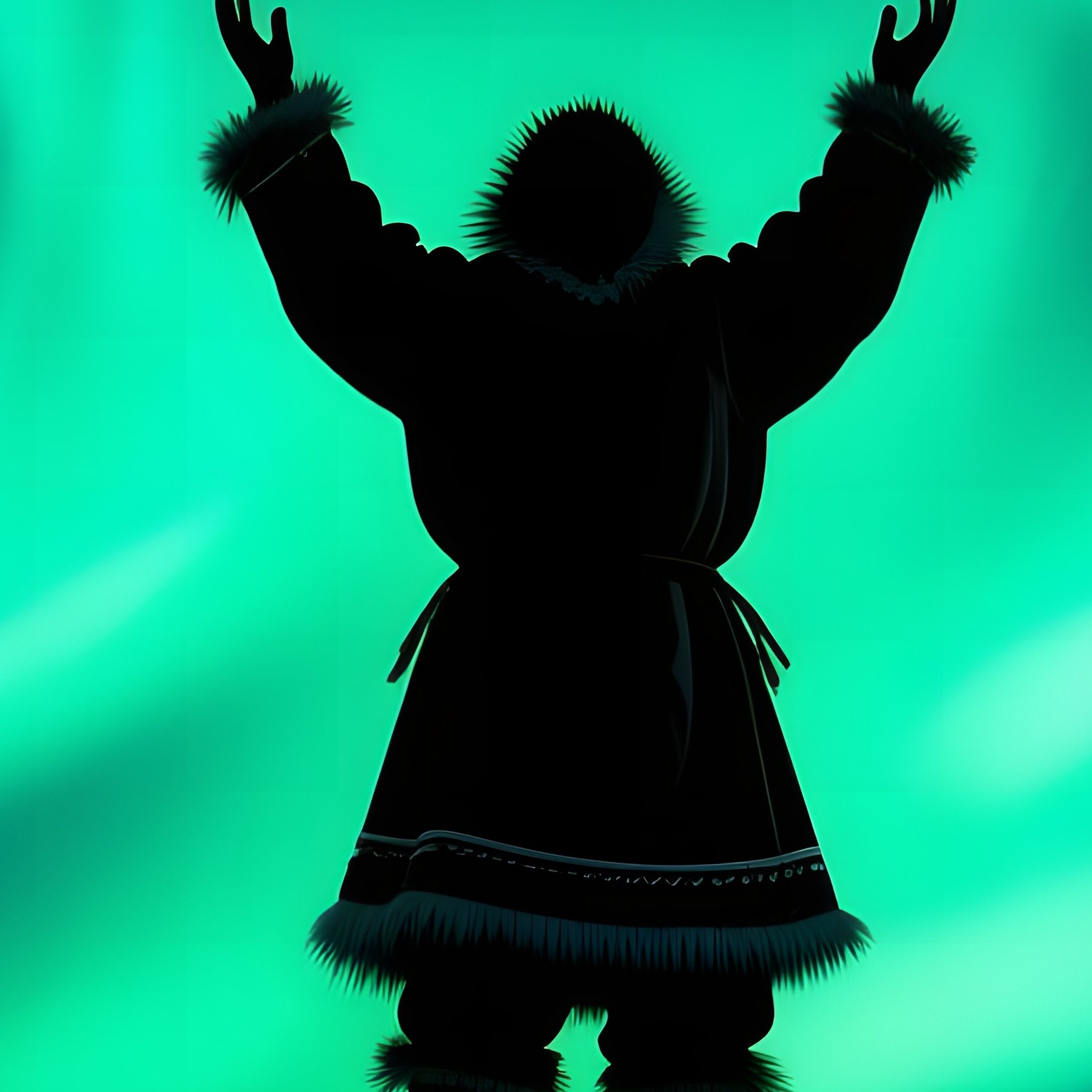 Eskimo On Igloo With Aurora - Full Resolution Quality Preview