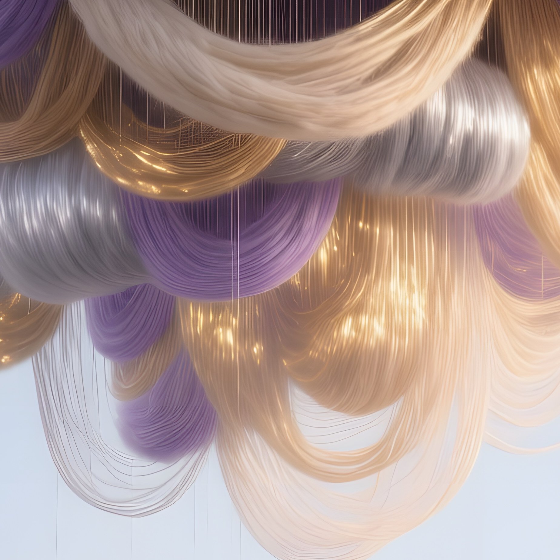 Ethereal Cloudscape Wool Installation Mountain Peak - Full Resolution Quality Preview