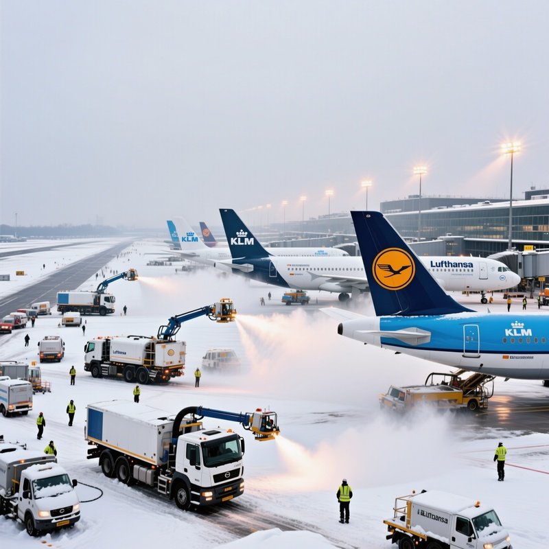 European Hub Winter Deicing Trucks Lufthansa Klm