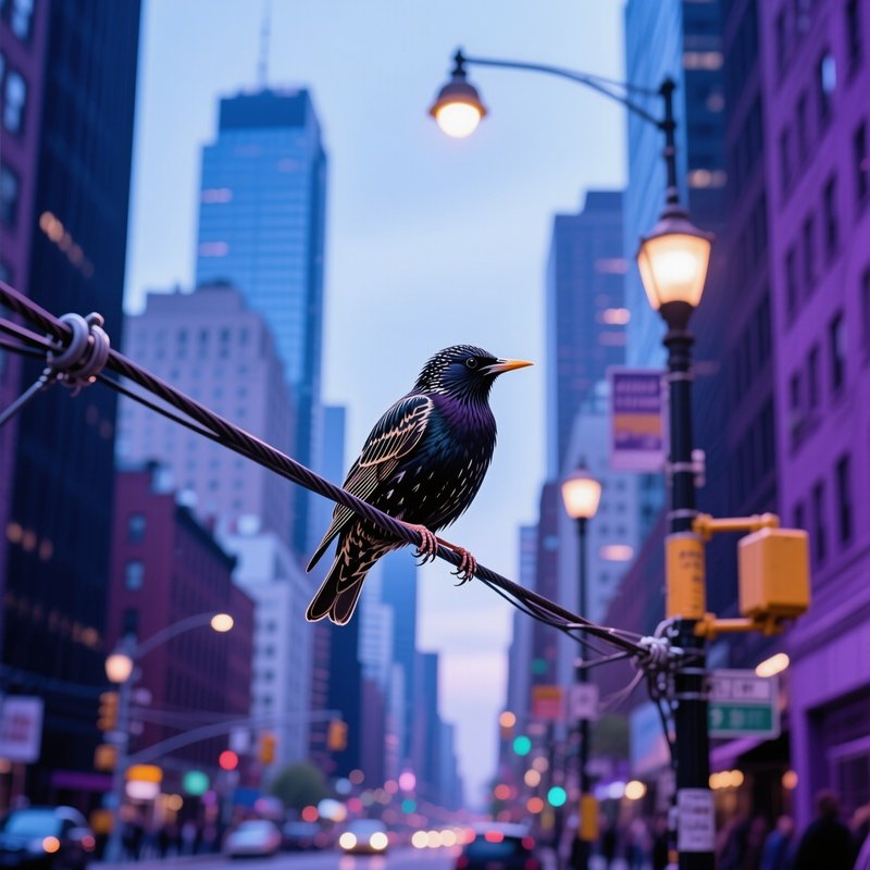 European Starling Urban Scenery