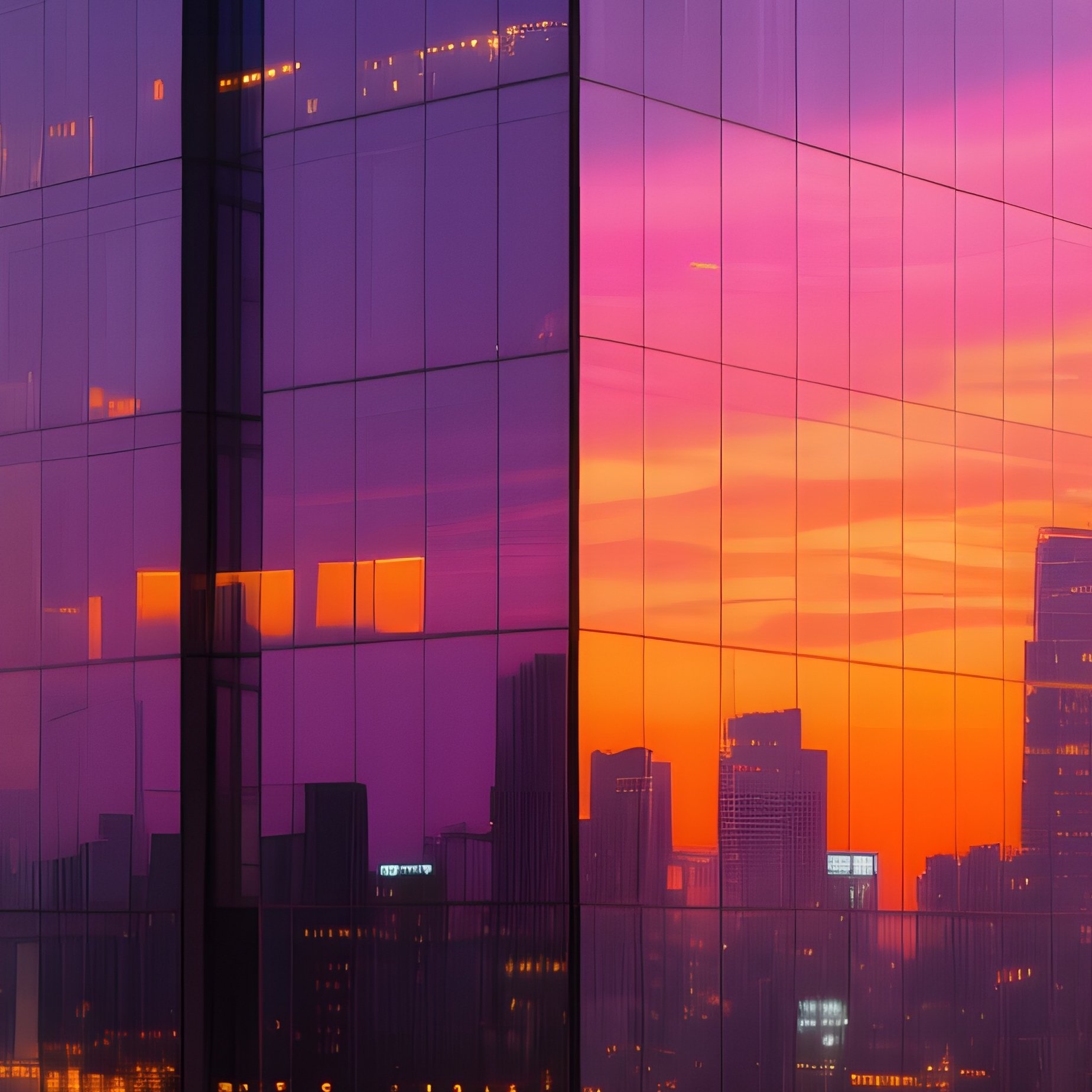 Evening Glass Tower Rooftop Pool Sunset - Full Resolution Quality Preview