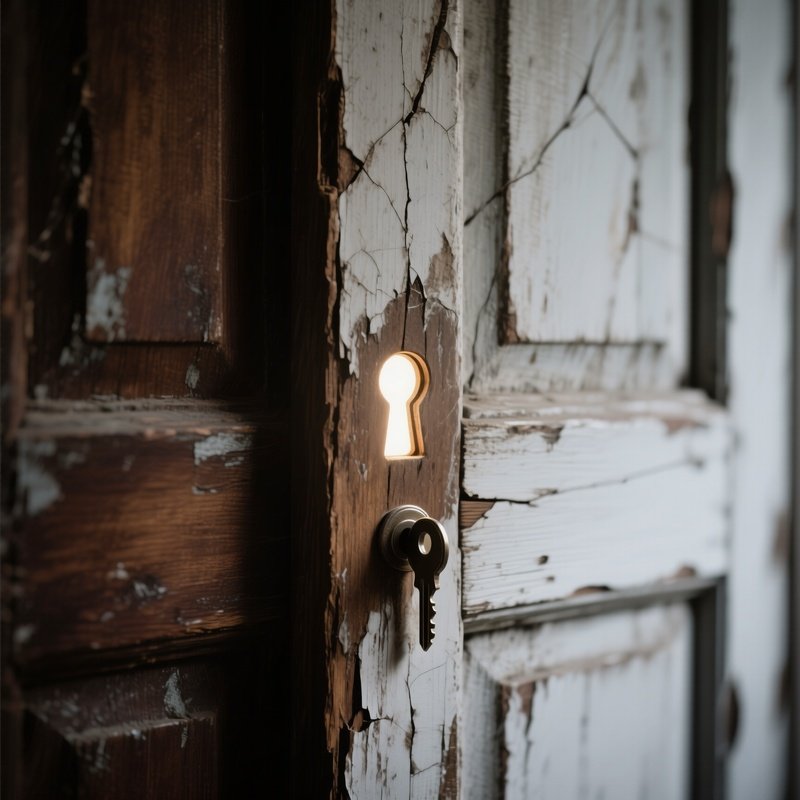 Everyday Symbolic Scene Locked Door With Keyhole