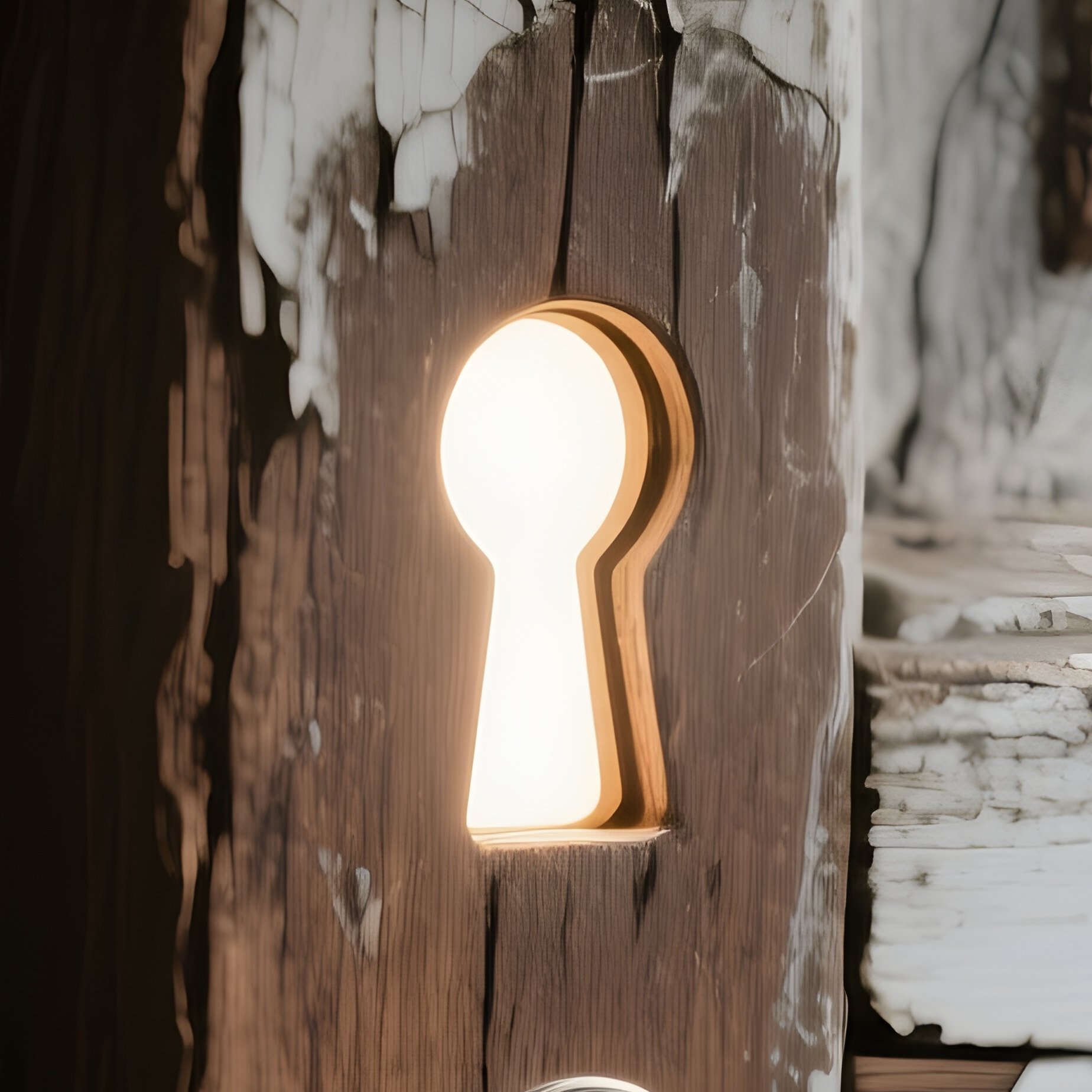 Everyday Symbolic Scene Locked Door With Keyhole - Full Resolution Quality Preview