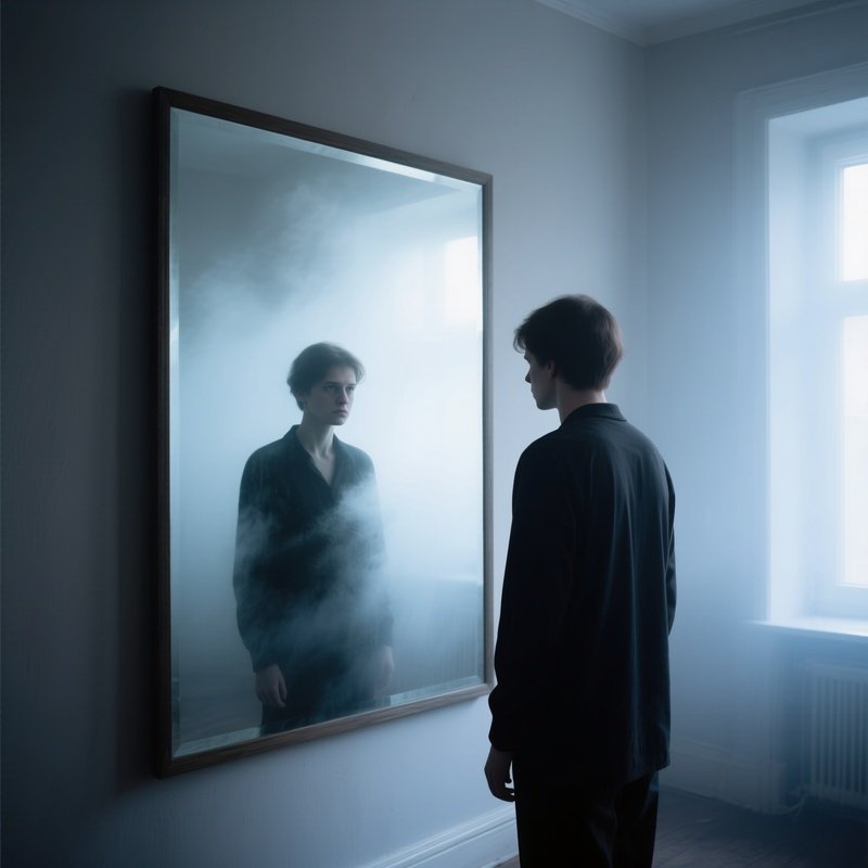 Everyday Symbolic Scene Mirror Reflection Of Person